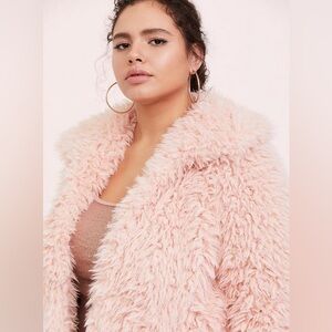 Torrid Soft Girl Pink Sherpa Festival Faux Fur Jacket Size 3X